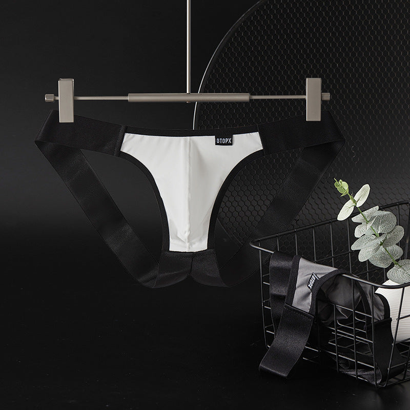 Alternate view of white Colorblock Ice Silk U Pouch Jockstrap