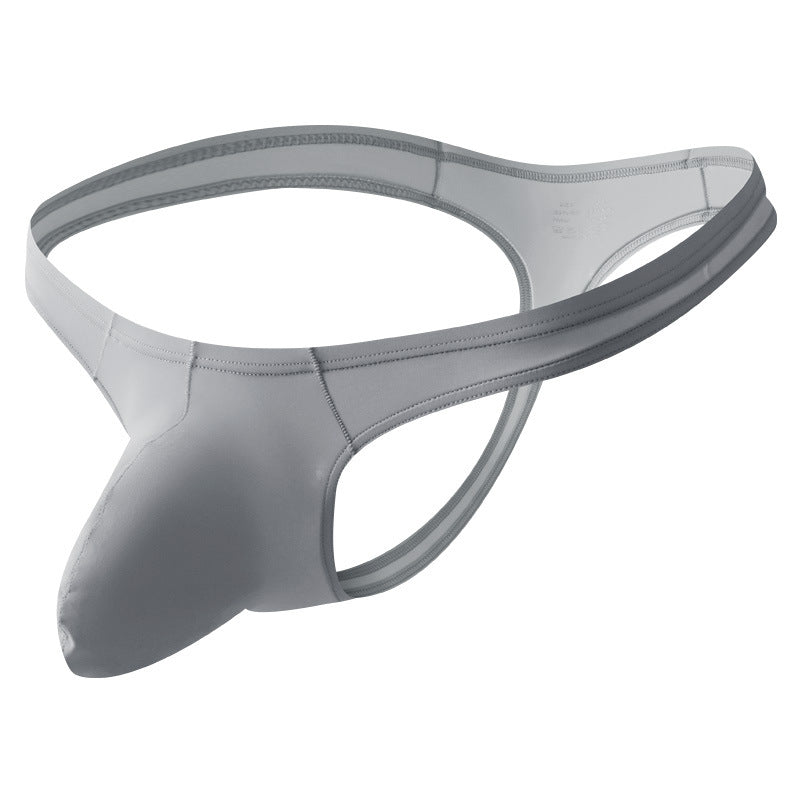 Grey Ice Silk Big U Pouch Low Rise Thong flat lay