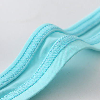 Close up of ice blue Ice Silk Big U Pouch Low Rise Thong