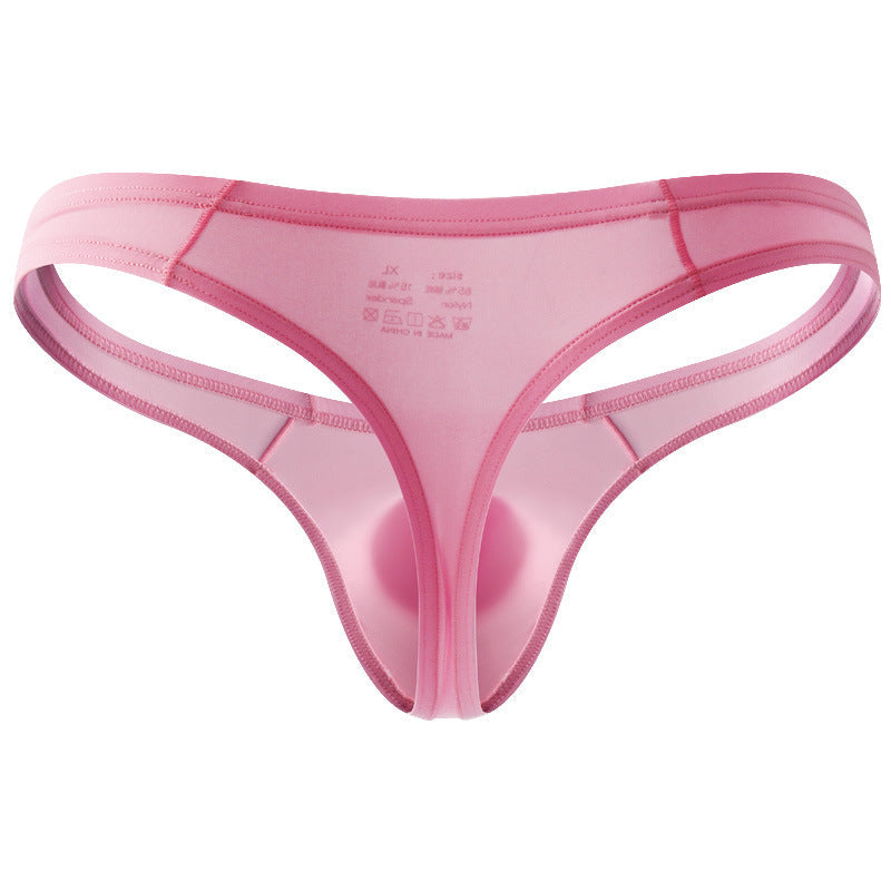 Pink Ice Silk Big U Pouch Low Rise Thong flat lay