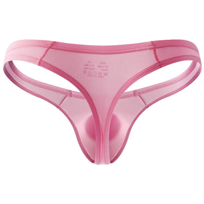 Pink Ice Silk Big U Pouch Low Rise Thong flat lay