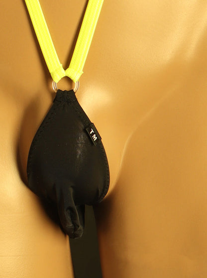 Black Ice Silk Neck Strap Suspender G String detail view