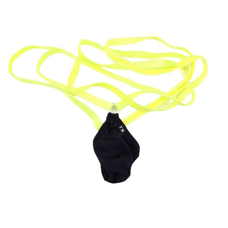 Black Ice Silk Neck Strap Suspender G String flat lay