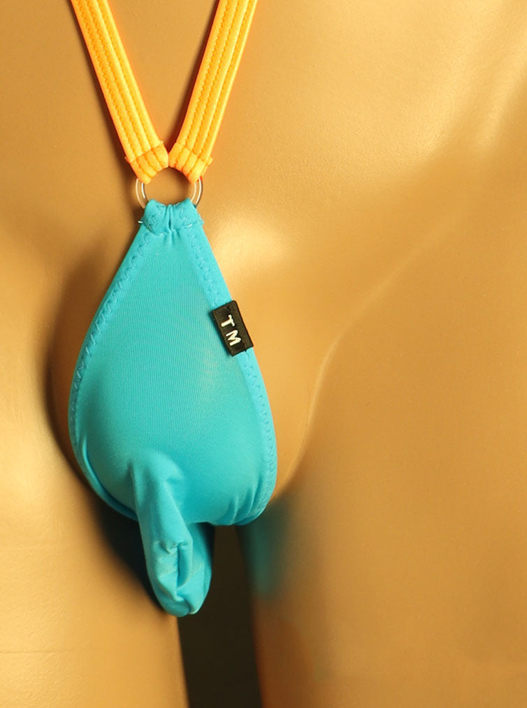 Sky Blue Ice Silk Neck Strap Suspender G String detail view