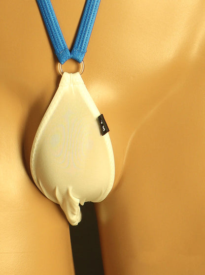 White Ice Silk Neck Strap Suspender G String detail view