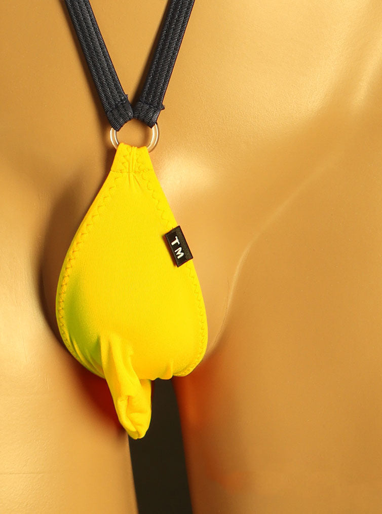 Yellow Ice Silk Neck Strap Suspender G String detail view