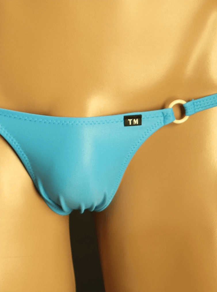 Blue Ice Silk Ring Detail Low Rise T Back Thong front detail