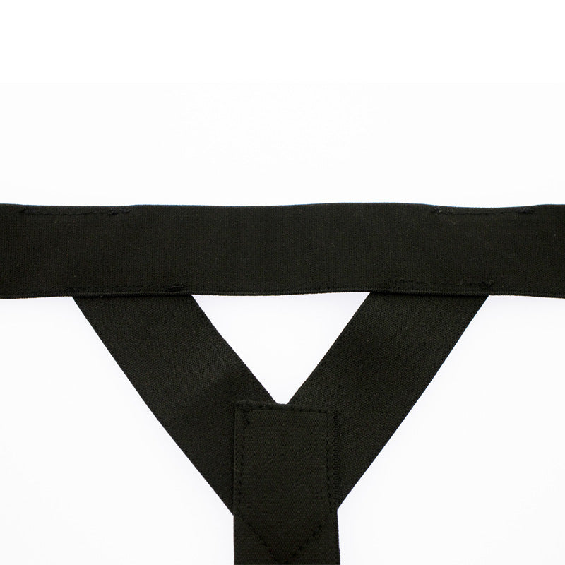 Ice Silk Leg Band U Pouch Thong in black shown from the back