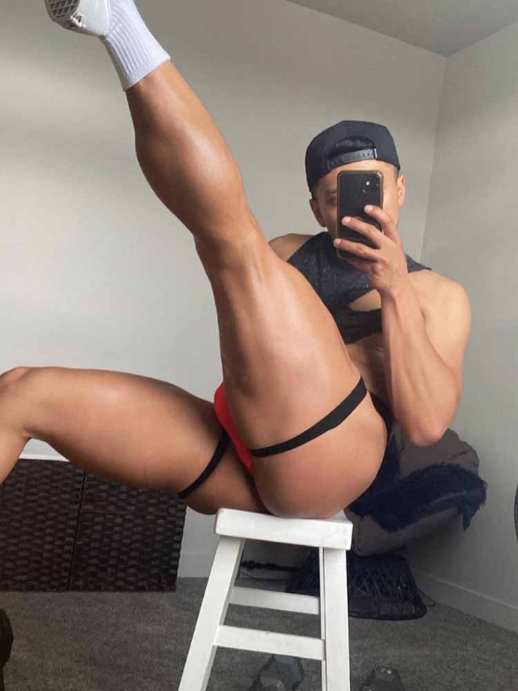 Red Ice Silk Leg Band U Pouch Thong product view