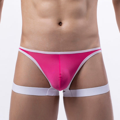 Front view of white Ice Silk Leg Band U Pouch Thong
