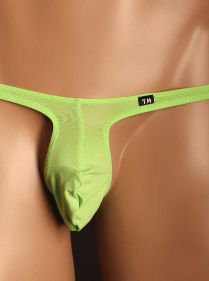 Green Ice Silk U Pouch Low Rise Thong front view