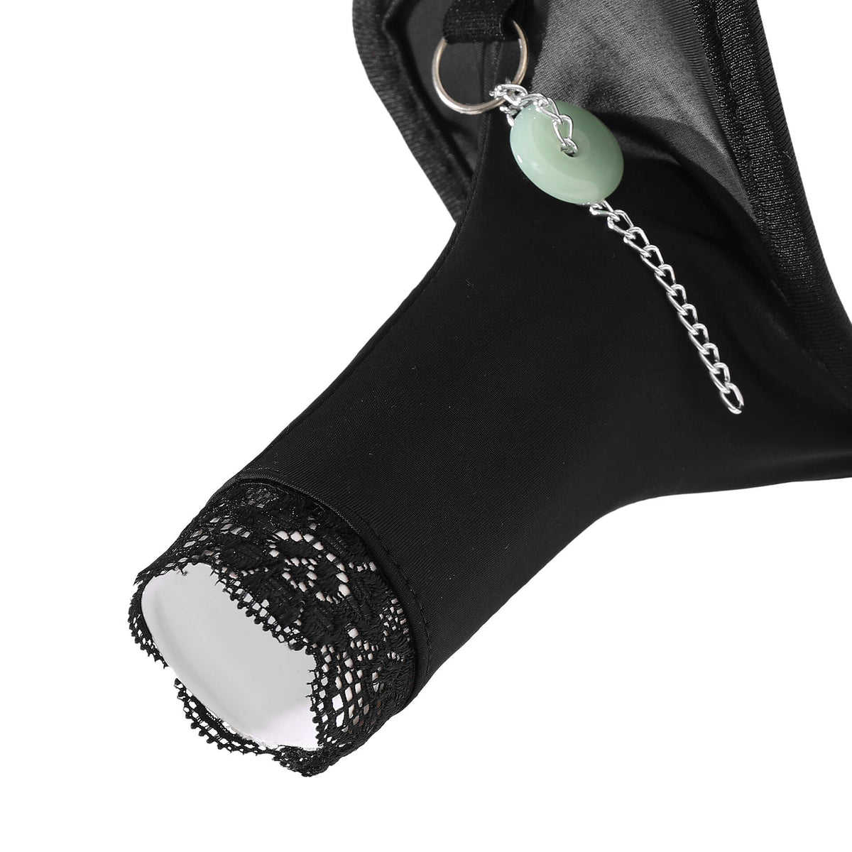 Black Jade Pendant Chain Lace C String detail view