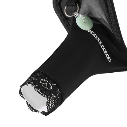 Black Jade Pendant Chain Lace C String detail view