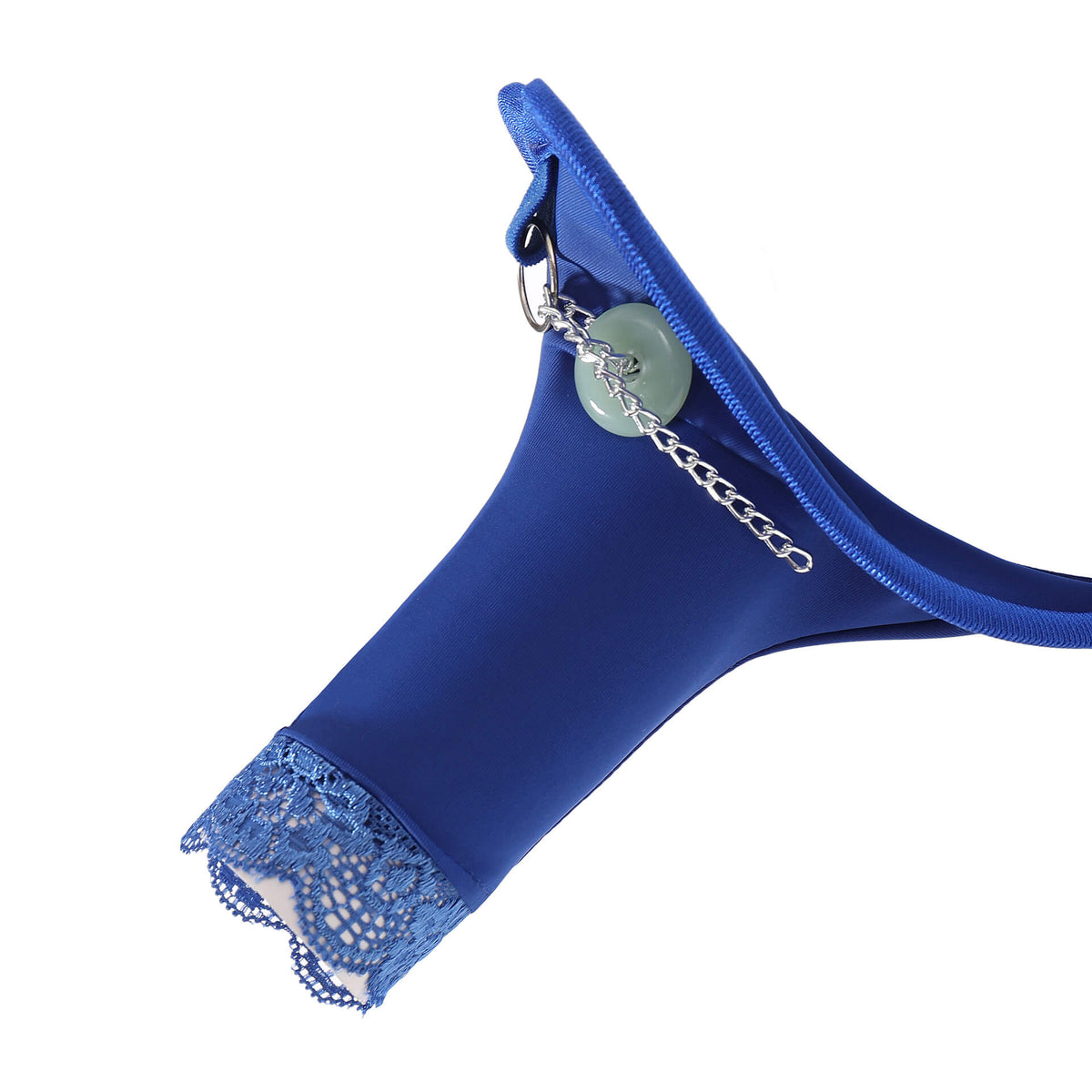 Royal Blue Jade Pendant Chain Lace C String detail view
