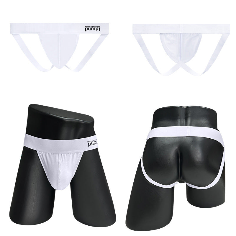 Additional product view of white Double Strap Open Back Jockstrap Harness Set