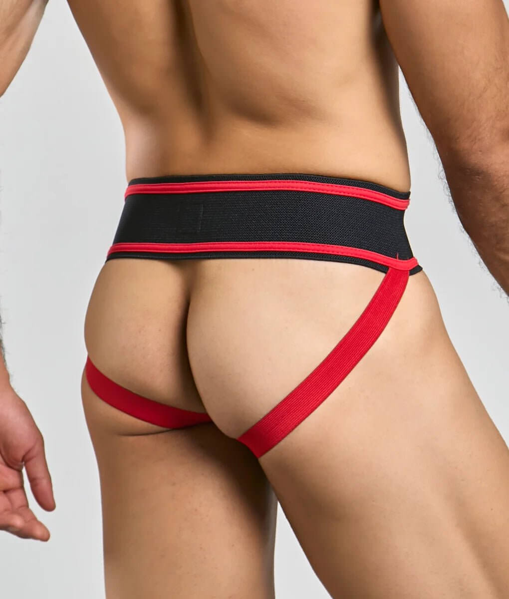 Alternate view of red Vintage Lace Up Athletic Jockstrap