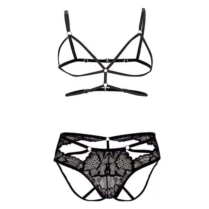 Sheer Floral Lace Bra Brief Set product detail view 7
