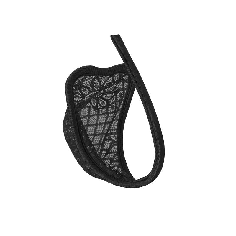 Black Floral Lace Sheer C String back view