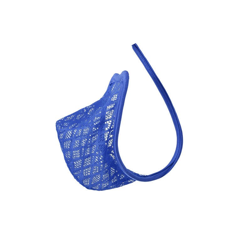 Blue Floral Lace Sheer C String side view