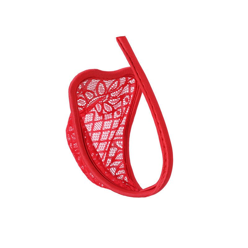 Red Floral Lace Sheer C String back view