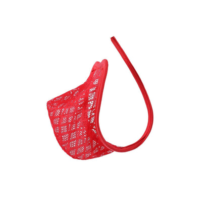 Red Floral Lace Sheer C String side view