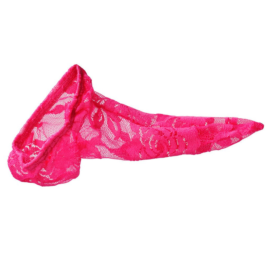Hot Pink Sheer Lace Cock Sock Thong product view