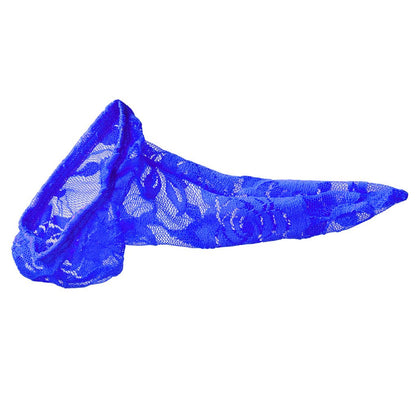 Royal Blue Sheer Lace Cock Sock Thong alternate view 5