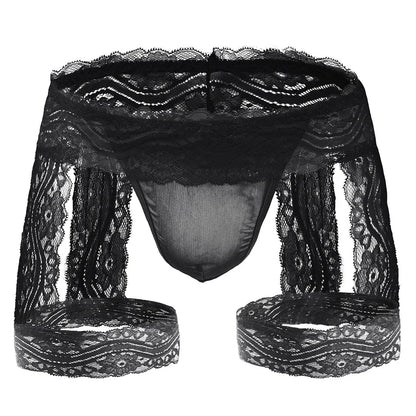 Sheer Lace Garter Open Back Jockstrap