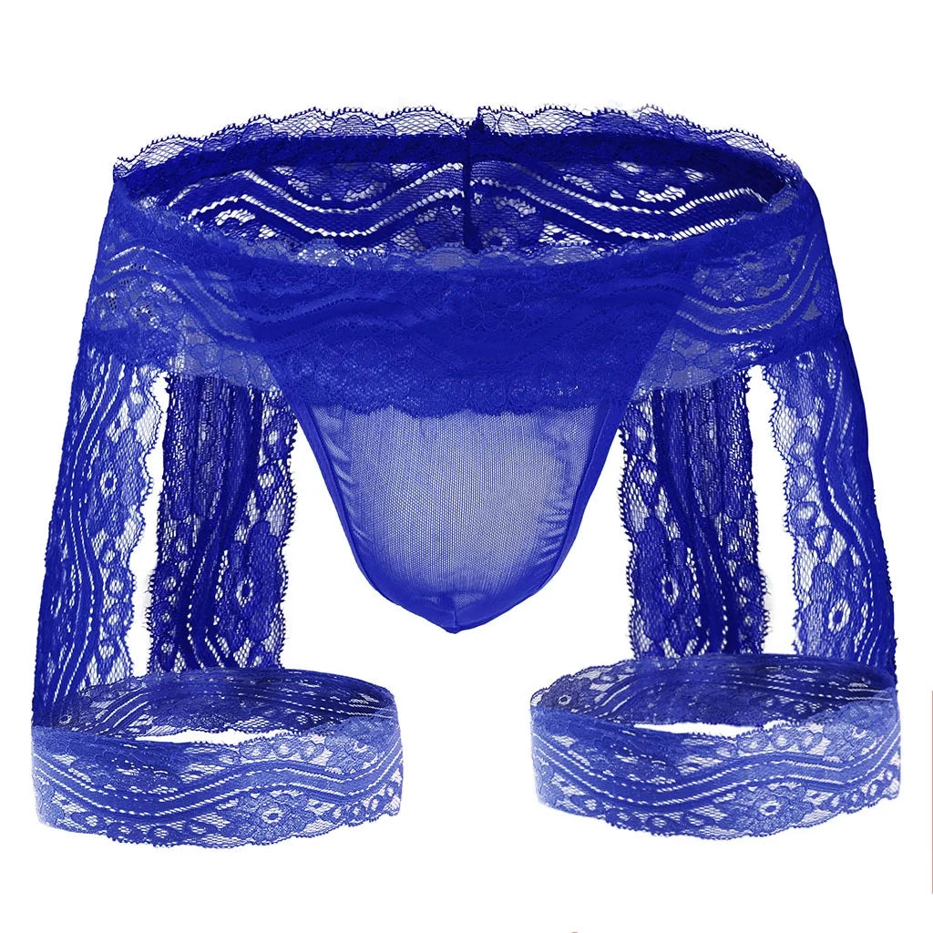 Sheer Lace Garter Open Back Jockstrap