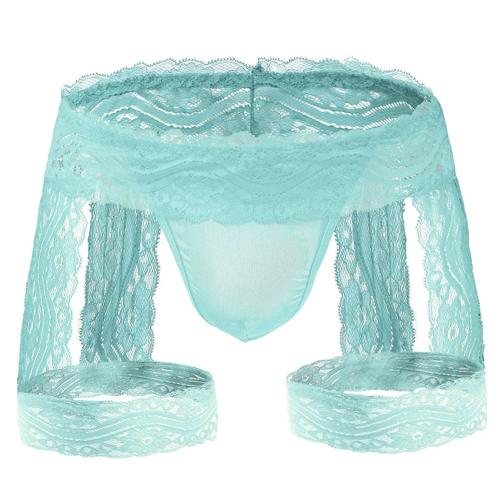 Sheer Lace Garter Open Back Jockstrap