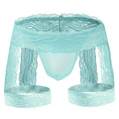 Sheer Lace Garter Open Back Jockstrap flat lay