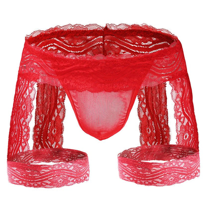 Sheer Lace Garter Open Back Jockstrap