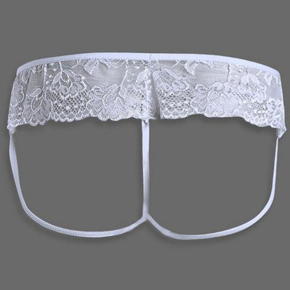 White Sheer Lace Open Back Thong back view
