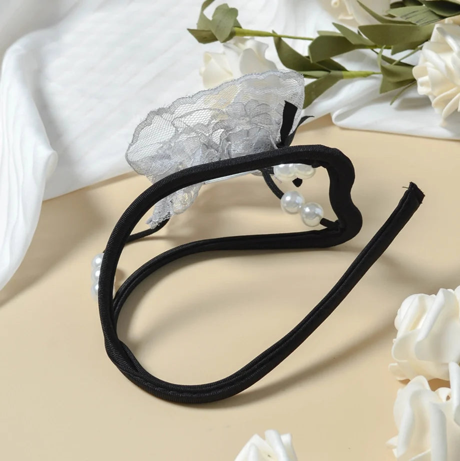Gray Sheer Mesh 3D Pouch C String side view