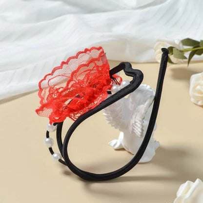Red Sheer Mesh 3D Pouch C String side view
