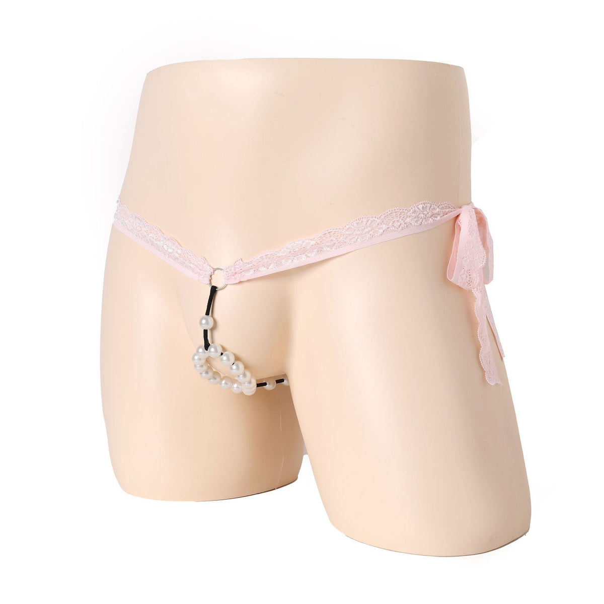 Lace Pearl Ring Open Front G String