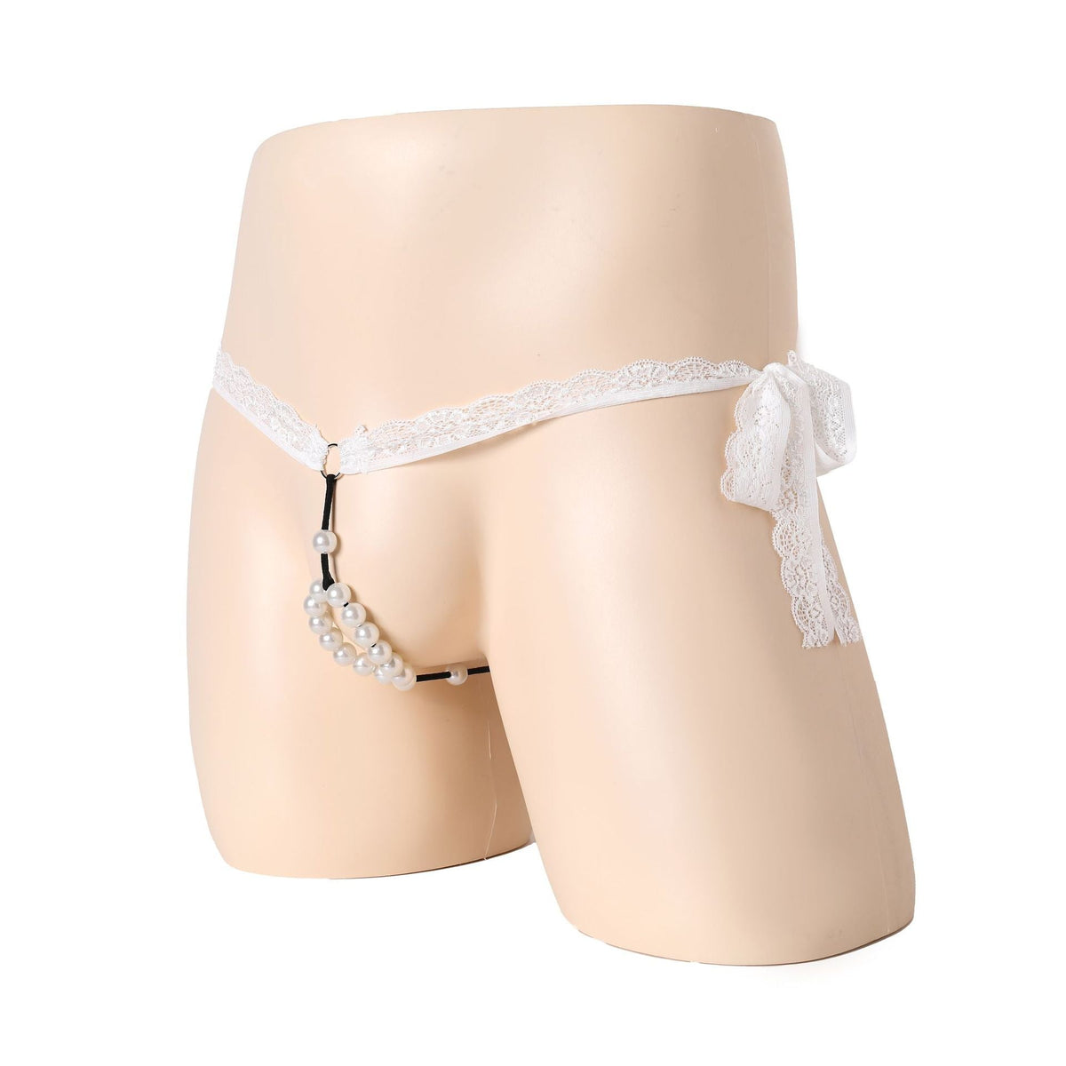 Lace Pearl Ring Open Front G String