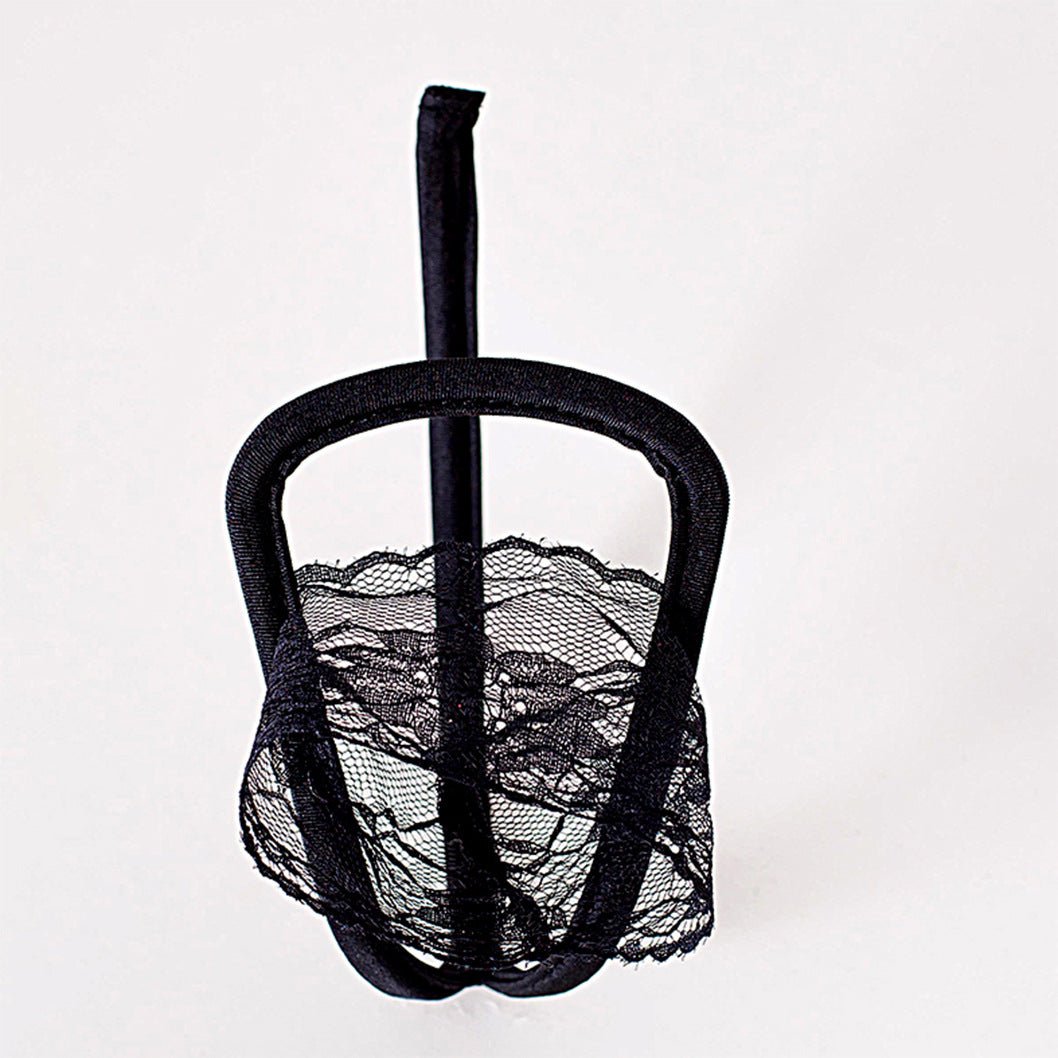 Red Black Lace Wrapped Pouch C String alternate view 2