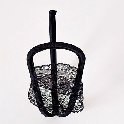 Red Black Lace Wrapped Pouch C String alternate view 2