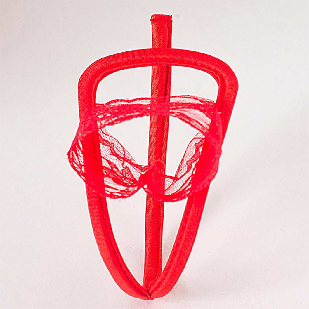 Red Black Lace Wrapped Pouch C String alternate view 3