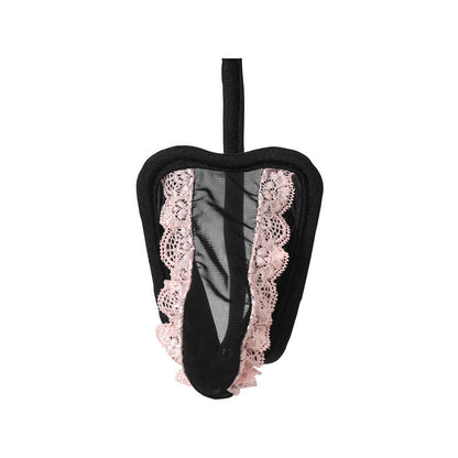 Pink Lace Trim Pouch C String front view