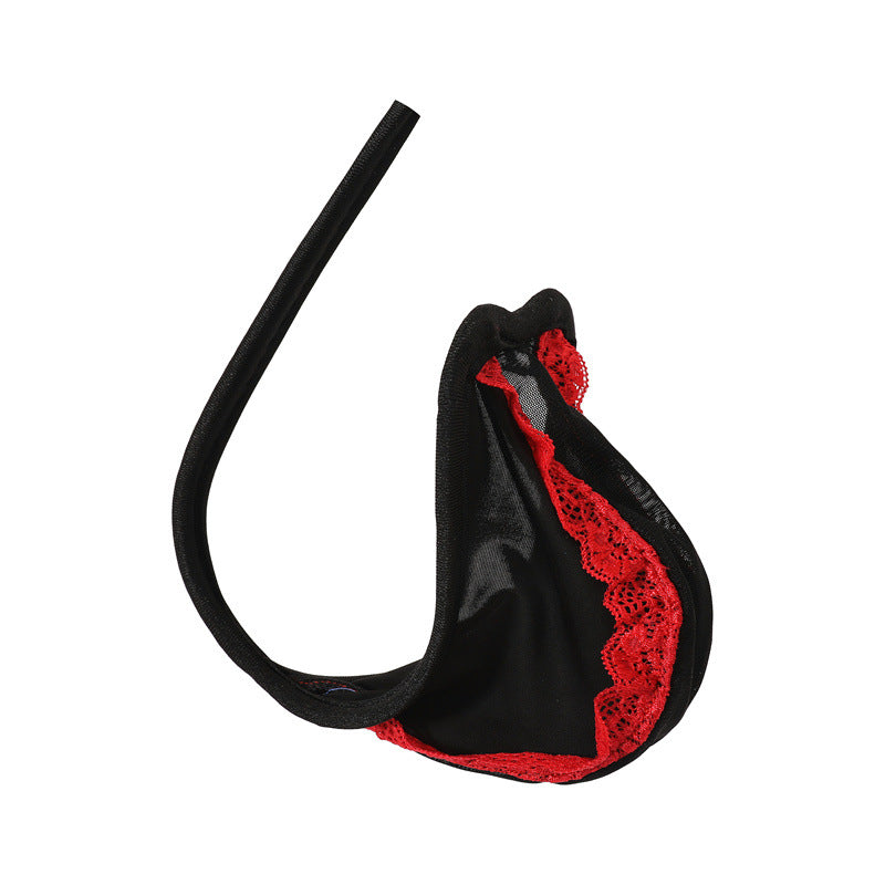 Red Lace Trim Pouch C String alternate view 16