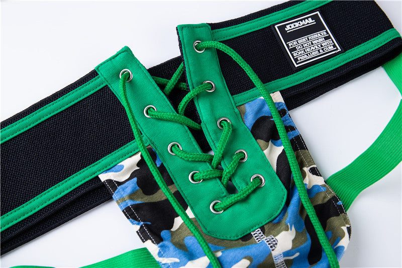 Lace Up Wide Waistband Cotton Jockstrap close up detail