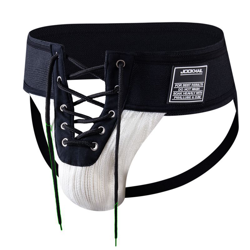 Additional product view of orange Lace Up Wide Waistband Cotton Jockstrap