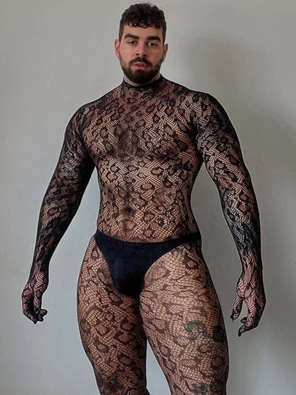 Leopard Leopard Print See Through Hollow Bodysuit alternate view 4