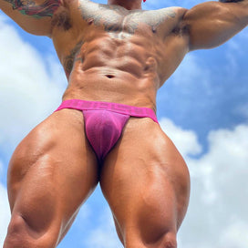 Magenta High Cut Cotton Contour Pouch Brief model view