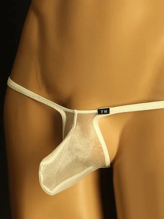 White See Through Mesh Elephant Trunk G String front view