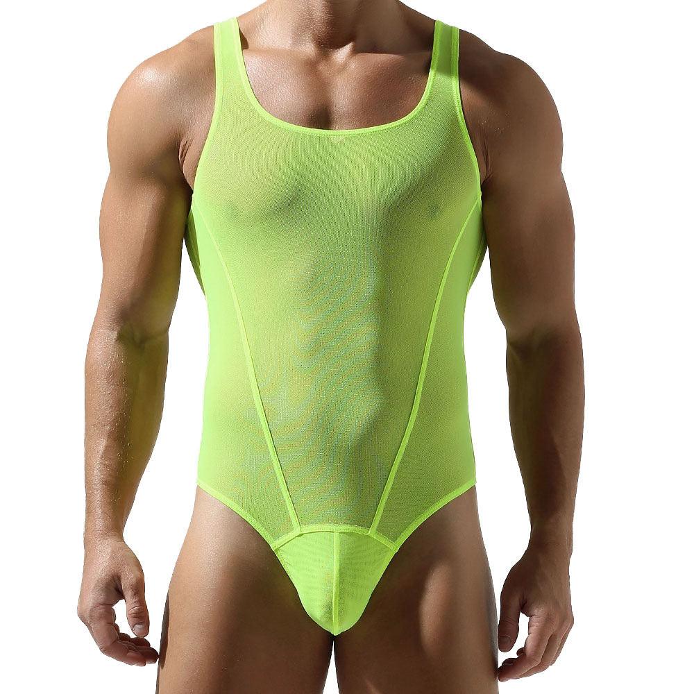 Mesh Solid Color Fitness Bodysuit