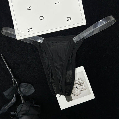 Black Sheer Mesh Transparent Belt T Back Thong product view, additional angle