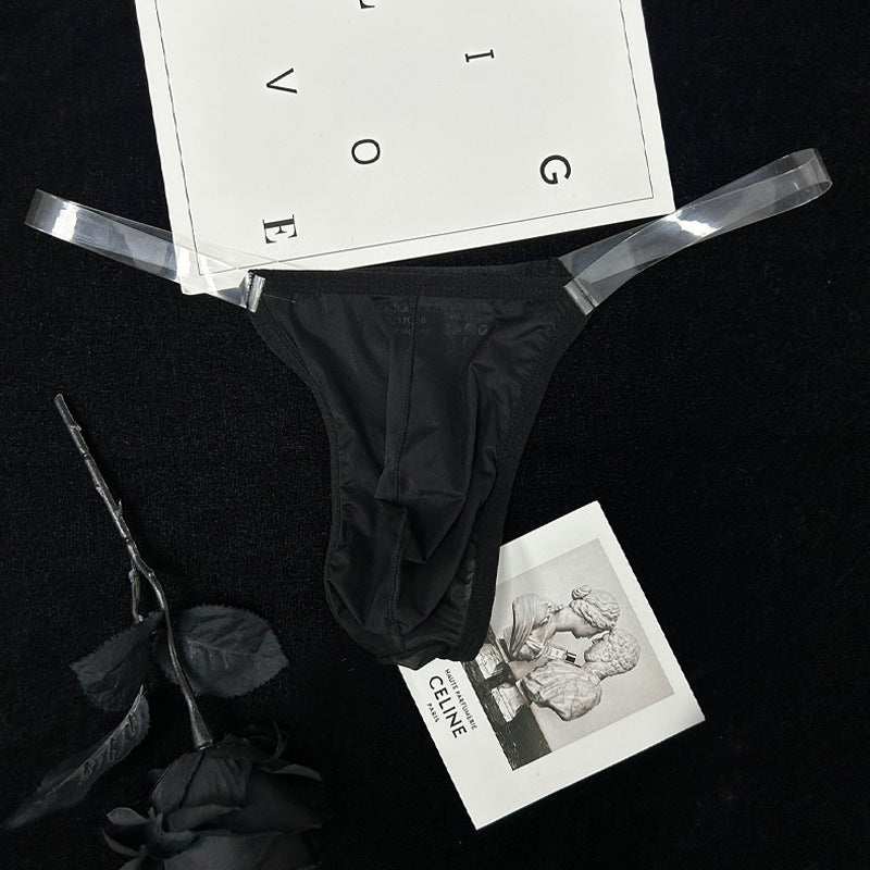 Black Sheer Mesh Transparent Belt T Back Thong product view